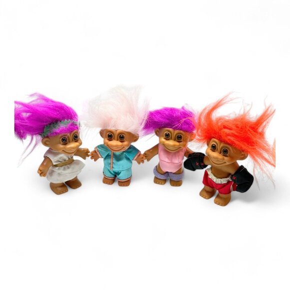 Russ Troll Doll Lot 4  Greek China Excercise Boxer 5 inch Vintage 1990s - Picture 1 of 12